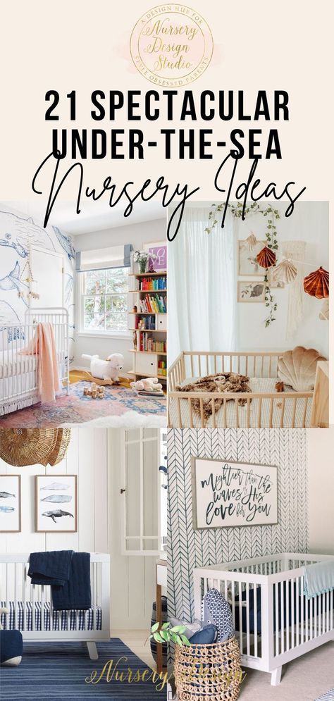 If you're looking for a theme for your baby's nursery, why not consider an under-the-sea theme? Here are 21 spectacular under-the-sea nursery ideas to inspire you. Under Sea Nursery Ocean Themes, Nursery Decor Ocean, Nursery Theme Ocean, Different Nursery Themes, Nursery Ideas Sea Theme, Under The Sea Theme Nursery, Ocean Inspired Nursery, Baby Boy Nursery Ocean Theme, Under The Sea Playroom