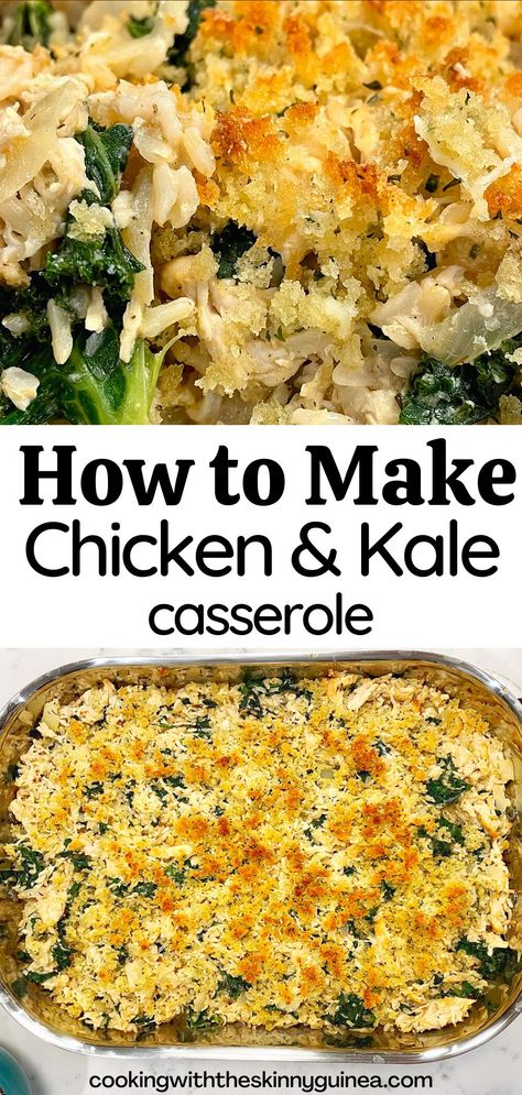 Kale Casserole Recipes, Kale Bake, Chicken And Kale Recipes, Kale Casserole, Kale Dishes, Kale Recipes Healthy, Chicken And Kale, Chicken Casserole Recipes Healthy, Chicken Kale