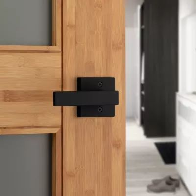 Matte Black Door, Door Handle With Lock, Flat Door, Privacy Door, Hall Closet, Round Beds, Black Door, Door Design Interior, Door Lever