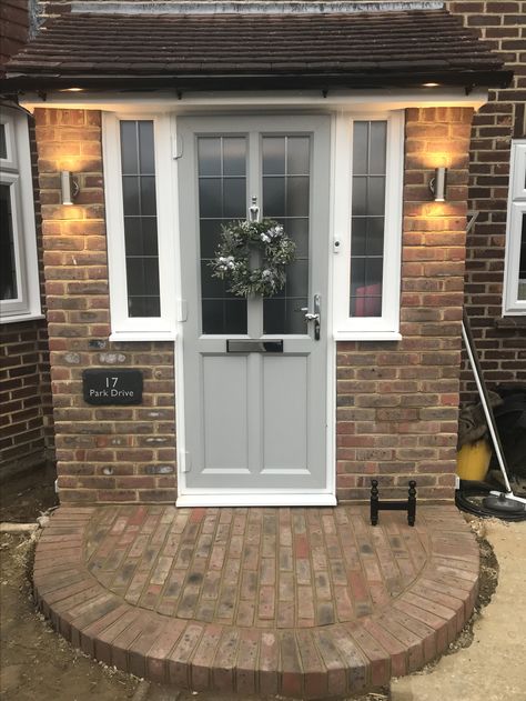 Porch Extension, Sas Entree, White Front Door, Porch Kits, House Front Porch, Building A Porch, Porch Uk, Porch Doors, Front Porch Design