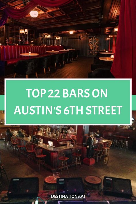 Are looking for the best spost in Austin, Texas to drink? Here are the best bars in Austin 6th street that you should not miss. Bars In Austin Texas, Austin Texas Bars, 6th Street Austin, Austin Nightlife, Bar Street, Austin Hotels, Dive Bars, Bar Scene, Destination Ideas