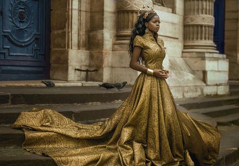 Opulent Couture: Linda Friesen’s Elegant Fantasy Attire – Beautiful Bizarre Magazine Hebrew Fashion, Fantasy Style, Golden Goddess, Fantasy Dresses, Fantasy Photography, 영감을 주는 캐릭터, Black Excellence, Fantasy Clothing, Fantasy Fashion