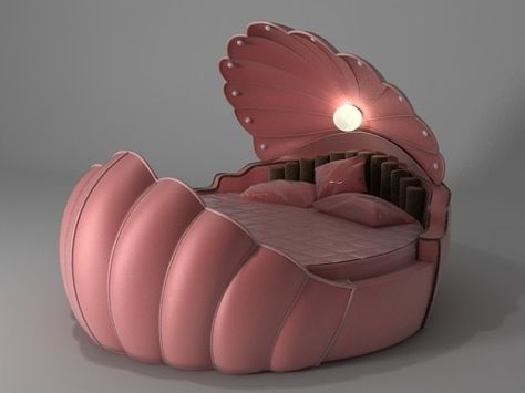 The little mermaid clam seashell bed?! No way!! Unusual Beds, Unique Bedroom Furniture, Luxe Bed, Mermaid Bedding, Mermaid Bedroom, Unusual Furniture, Mermaid Room, Dream Rooms, A Mermaid