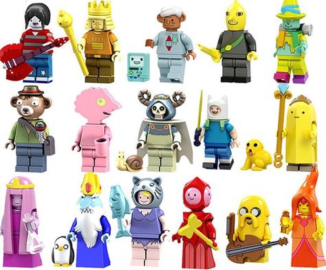 Lego Adventure Time, Adventure Time Toys, Adventure Time Flame Princess, Adventure Time Parties, Lego Basic, Jake Adventure Time, Lego Print, Fun Characters, Lego Custom Minifigures