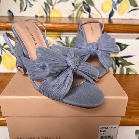 Brand New Loeffler Randall Camellia Bow High Heel Sandals! The Perfect Something Blue For Your Wedding Day! Or The Perfect Summer Shoe To Spice Up Your Outfit! Shoes Have Been Tried On Once And Worn Inside The House. Shoes Do Run Small And Narrow. I Am A True Size 9 And Sized Up To A 10. Have Been Stored Carefully In Original Box And Come From Smoke Free Home. Bow High Heels, Spice Up Your Outfit, Loeffler Randall Shoes, Summer Shoe, Loeffler Randall, House Shoes, Shoes Brand, Dream Shoes, Something Blue