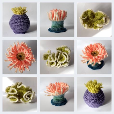 Crochet Coral Reef Halloween Reef, Crochet Aquarium, Lettuce Coral, Crochet Coral Reef, Crochet Ocean, Crochet Coral, Reef Pattern, Crochet Sea Creatures, Crochet Fish