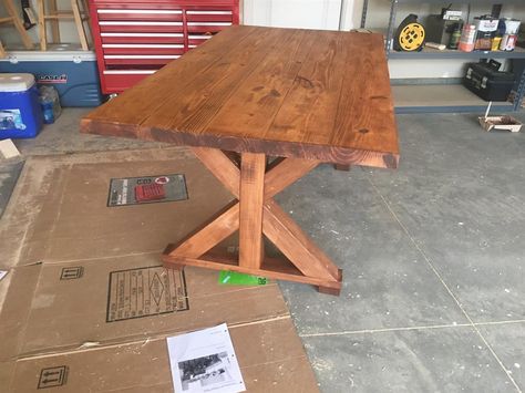 Farmhouse X Base Table - buildsomething.com Douglas Fur, Farm Table Legs, Table Legs Diy, Custom Farmhouse Table, Dine Table, Turned Table Legs, Trestle Legs, Modern Farmhouse Table, Diy Dining Table