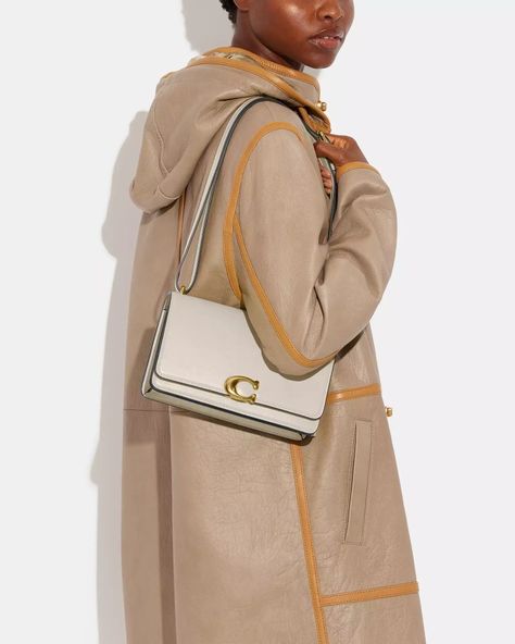 Coach | Bandit Ivory Shoulder Bag Coach Bandit Bag, Bag Wishlist, Shoulder Bag Coach, Beautiful Handbags, New Wardrobe, Neon Yellow, Calf Leather, Shoulder Strap, Women Handbags