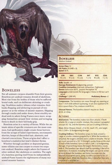 Undead Stat Block, Dnd 5e Cryptids, Dnd Body Horror, 5e Undead Monsters, Dnd Horror Campaign Ideas, D&d Enemies, Dnd Monster Sheet, Dnd Horror Monster, Dnd Undead Monsters