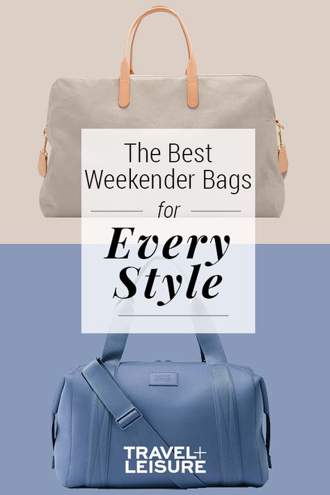 Our list of best weekender bags are here to save your weekend travel plans with options ranging in high-quality materials and styles. No need to drag along your cumbersome carry-on suitcase with you during those two blissful days off work instead grab your handy overnight bag and jump into the weekend. #weekenderbag #luggage #overnightbag #weekendgetaway #roadtrip #weekender | Travel + Leisure - The Best Weekender Bags for Every Style Travel Duffle Bag Women, Best Travel Tote, Weekend Backpack, Weekend Duffle Bag, Carryon Bag, Best Travel Bags, Carry On Tote, Types Of Handbags, Weekend Bags