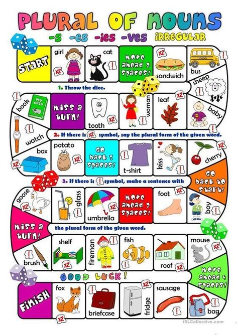 Here's a board game to practice the plurals of nouns. Plural Of Nouns, Grammar Games, Printable Board Games, Esl Games, English Exercises, Teaching English Online, Singular And Plural, English Games, Plural Nouns