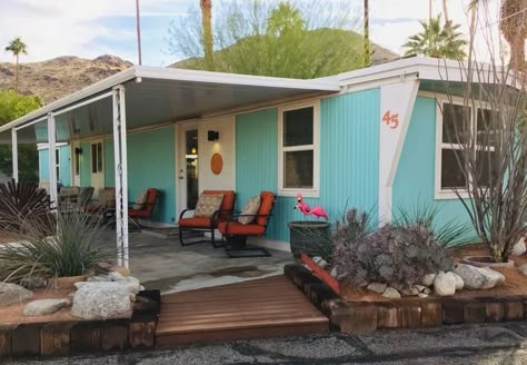 Vintage Mobile Home Patio Desert Mobile Home, Mid Century Mobile Home, Retro Mobile Home, Two Story Mobile Homes, Trailer Houses, Mobile Home Trailer, Vintage Mobile Home, Mobile Home Patio, Trailer Parks