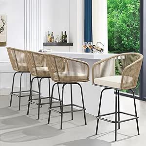 Bar Stools Outdoor, Wicker Counter Stools, Poolside Garden, Wicker Bar Stools, Bar Height Chairs, Bar Exterior, Outdoor Bar Sets, Patio Bar Stools, Modern Lighting Design