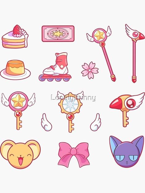 Cardcaptor Sakura Tattoo Ideas, Card Captor Sakura Stickers, Cardcaptor Sakura Nail Art, Cardcaptor Sakura Nails, Card Captor Sakura Tattoo, Cardcaptor Sakura Tattoo, Card Captor Sakura Icons, Card Capture Sakura, Scepter Tattoo