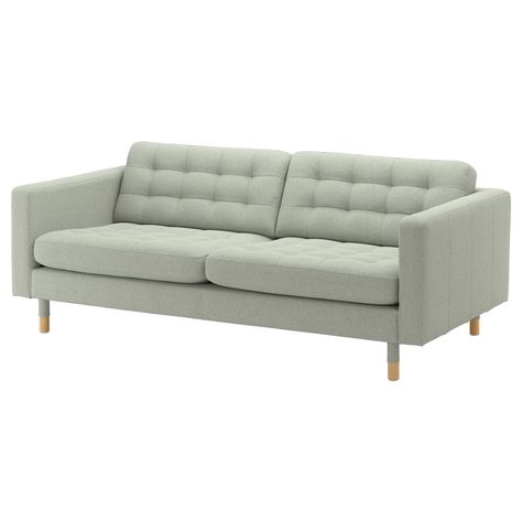 LANDSKRONA Sofa - Gunnared light green/wood - IKEA Landskrona Sofa, Ikea Landskrona, Ikea Bank, Ikea Kivik, Ikea Sofas, Green Couch, Ikea Sofa, Three Seat Sofa, Trendy Living Rooms