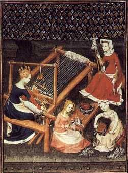 Medieval images of carding, spinning, and weaving | You're History! Medieval Crafts, Medieval Woman, Rome Antique, Late Middle Ages, Medieval Life, Tablet Weaving, Medieval Manuscript, Medieval Period, The Middle Ages