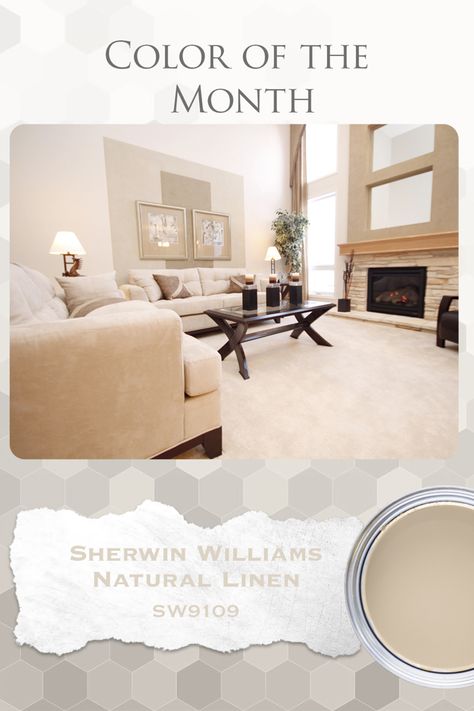 Sherwin Williams Natural Linen paint color of the month Linen Sherwin Williams Paint, Sherwin Williams Natural Linen Color Palettes, Only Natural Sherwin Williams, She Twin Williams Natural Linen, Wherein Williams Natural Linen, Sherman Williams Natural Linen Paint, Sw Natural Linen Living Room, Sw Natural Linen Color Palette, Linen Paint Color Sherwin Williams