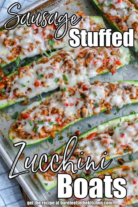 Sausage Stuffed Zucchini Boats, Mexican Stuffed Peppers, Zucchini Boat Recipes, Stuffed Zucchini Boats, Sausage Stuffed Zucchini, Stuffed Zucchini, Marinara Sauce Homemade, Zucchini Boats, Vegetarian Main Dishes