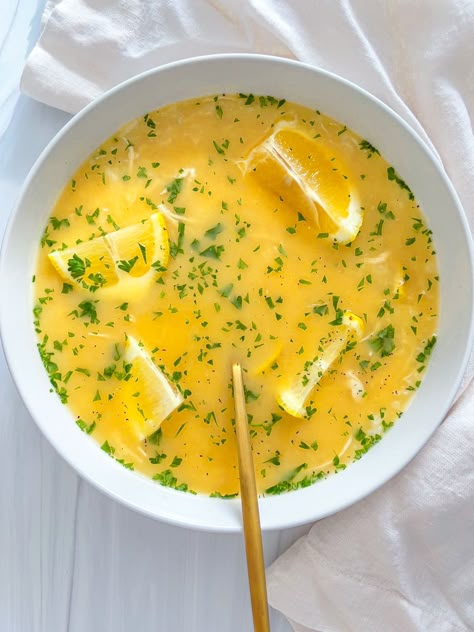 Greek Lemon Soup Greek Lemon Soup, The Modern Nonna, Modern Nonna, Grilled Lemon Chicken, Lemon Soup, Roasted Chestnuts, Healthy Soups, Gluten Free Egg Free, Citrus Chicken