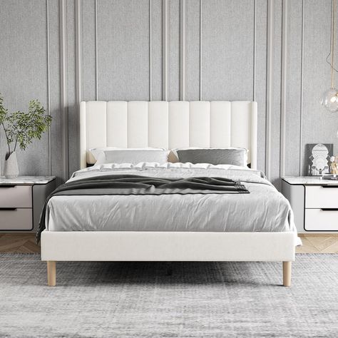 Amazon.com: Zoophyter Upholstered Platform Bed Frame Full Size with Headboard,Strong Wooden Slats Support No Box Spring Needed Easy Assembly Beige Velvet : Home & Kitchen Platform Bed Frame Full, Bed Frame Queen Size, Bed Frame Queen, Full Headboard, Full Size Bed Frame, Queen Size Bed Frames, Wooden Slats, Platform Bed Frame, Upholstered Platform Bed