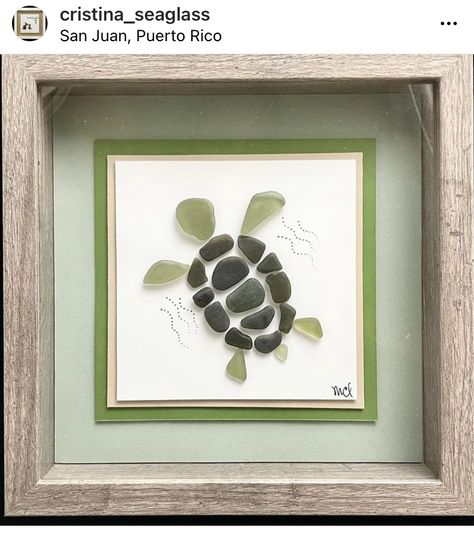 Sea Glass Sea Turtle, Sea Turtle Sea Glass Art, Framed Sea Glass Art Diy, Crafts With Sea Glass Diy, Sea Glass Dragonfly, Seaglass Crafts Artwork, Sea Glass Animals, Sea Glass Succulent, Sea Glass Pictures Ideas