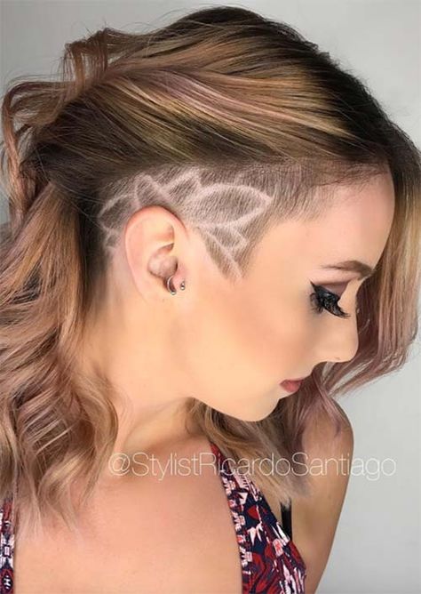 Undercut Long Hair: Long Undercut Hairstyles and Haircuts for Women Long Undercut Hairstyles, Long Undercut, Side Shave, Undercut Hairstyles Women, Undercut Long Hair, Half Shaved Hair, Shaved Hair Designs, Messy Bob Hairstyles, Hair Tattoos