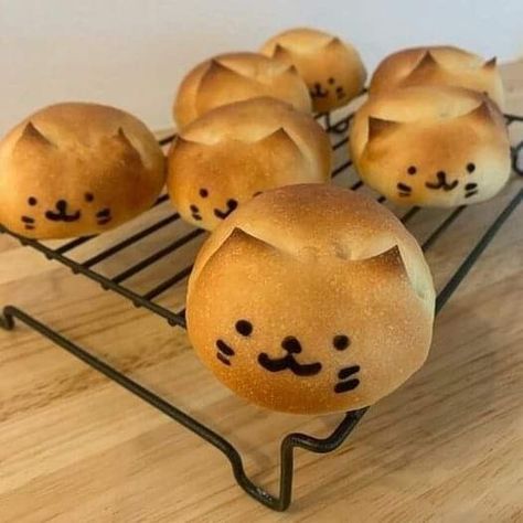 Animal Shaped Foods, Cat Bread, Kitty Cafe, Kawaii Cooking, Themed Desserts, Cute Baking, Cute Snacks, Cat Cafe, Daily 5