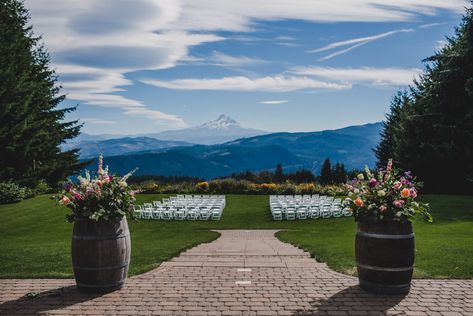 Hood River Wedding, Oregon Vineyards, Oregon Mountains, Columbia Gorge, Victoria Wedding, Mountain Wedding Venues, Wine Barrels, Flower Business, Mt Hood