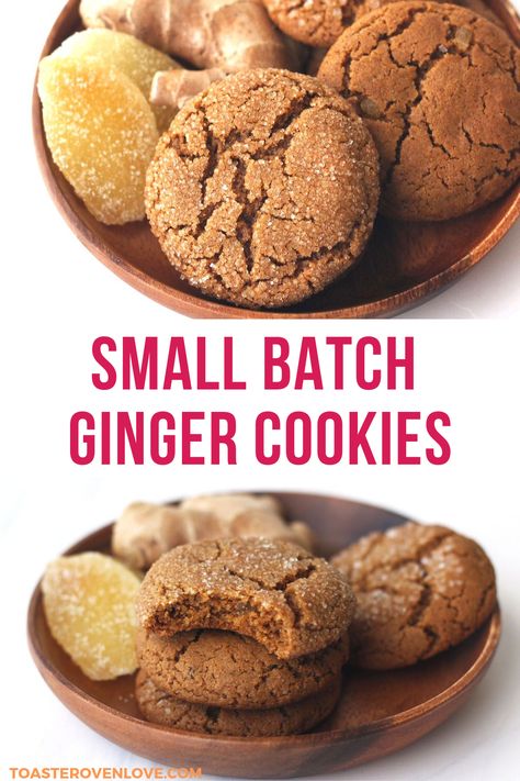 Small Batch Cookie Recipe, Toaster Oven Recipes, Batch Baking, Small Batch Cookies, Small Batch Baking, Oven Recipe, Ginger Molasses Cookies, Single Serve Desserts, Single Serving Recipes