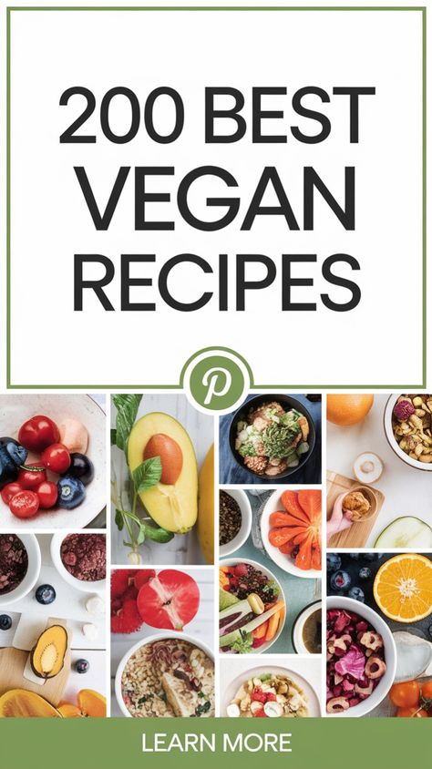 Discover the ultimate collection of 200 mouthwatering vegan recipes that are perfect for every occasion! From quick and easy dinners to indulgent desserts, these plant-based dishes are packed with flavor and nutrition. Explore gluten-free options, high-protein meals, kid-friendly favorites, and beginner-friendly ideas. Whether you’re meal prepping, looking for healthy snacks, or craving vegan comfort food, this guide has it all. Perfect for anyone embracing a sustainable, cruelty-free lifestyle. Save this pin for endless vegan inspiration! 🥗🍴 #VeganRecipes #PlantBasedMeals #EasyVegan #GlutenFreeVegan #HealthyEating