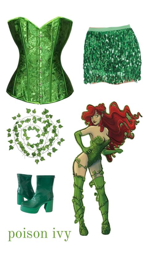 Poison Ivy Character, Poison Ivy Halloween Costume, Batman Costume Diy, Poison Ivy Costume, Ivy Costume, Poison Ivy Costumes, Duo Costumes, Rave Fits, Batman Costume