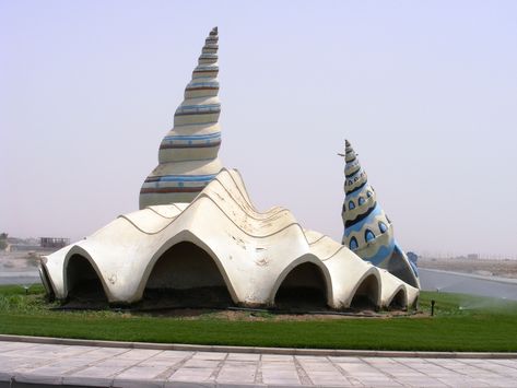 Sea Shell Sculptures | JEDDAH DAILY PHOTO Sea Shell Architecture, Shell House Architecture, Shell Building Architecture, Seashell Architecture Concept, Shell Design Architecture, Sea Architecture Concept, Shell Architecture Concept, Shell Structure Architecture, Seashell Architecture