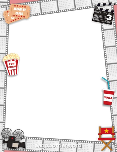 Movie Border: Clip Art, Page Border, and Vector Graphics Border Movie, Movie Clipart, Hollywood Theme Classroom, Cinema Party, Free Gif, Printable Border, Border Templates, Hollywood Theme, Page Borders Design