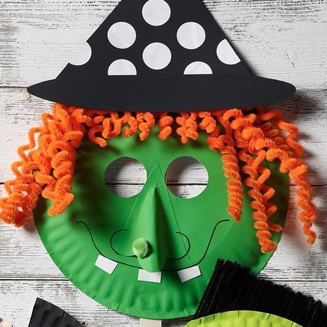 Halloween Mask Craft, Masks Diy Kids, Paper Plate Masks, Diy Halloween Masks, Mask For Halloween, Bricolage Halloween, Paper Plate Crafts For Kids, Mascaras Halloween, Halloween Crafts For Toddlers