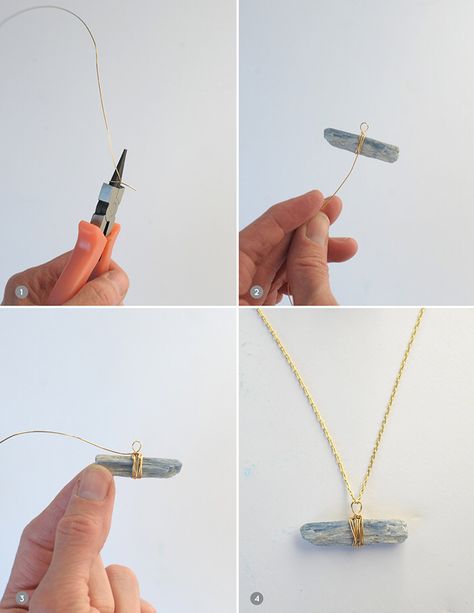 Raw Stone Jewelry Diy, Diy Pendant Necklace Ideas, Wire Stone Jewelry, Diy Rock Jewelry, Stone Jewelry Diy, Diy Crystal Jewelry, Gemstone Jewelry Diy, Crystal Jewelry Diy, Necklaces Diy