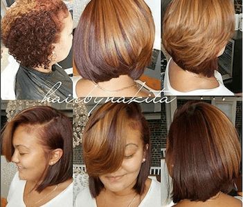 High Low Bob Haircut, Low Bob Haircut, High Low Bob, Blonde And Black Bob, Hair Blowout Styles, Natural Hair Blowout Styles, Blowout Styles, Colored Hairstyles, Natural Hair Haircuts