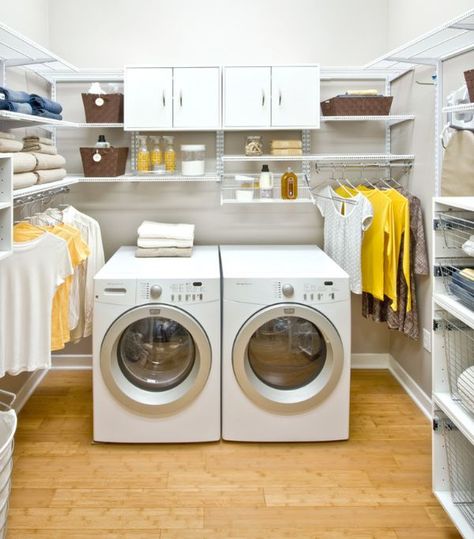 33 Laundry Room Shelving And Storage Ideas - like this shelf system with hanging space Simple Basement Remodel, Laundry Storage Ideas, Traditional Laundry Room, Grey Laundry Rooms, Laundry Room Storage Shelves, White Laundry Rooms, Small Laundry Room Organization, Room Storage Diy, White Laundry