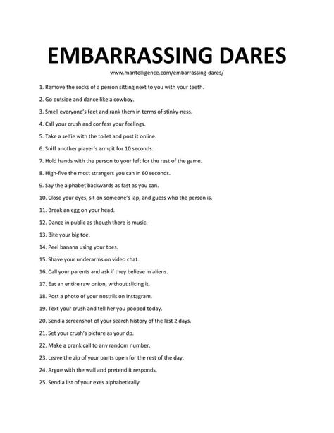 Embarrassing Dares, Dare Ideas, Funny Truth Or Dare, Funny Dares, Good Truth Or Dares, Fun Dares, Fun Sleepover Games, Funny Party Games, Truth Or Dare Questions