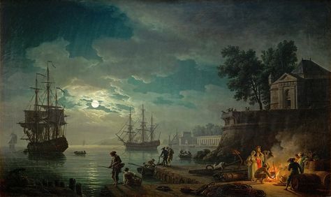 Claude-Joseph Vernet - Night, a Port in Moonlight [1772] | Flickr - Photo Sharing! Claude Joseph Vernet, Marine Museum, Giuseppe Arcimboldo, David Lachapelle, Galleria D'arte, Johannes Vermeer, A4 Poster, Oil Painting Reproductions, Avignon