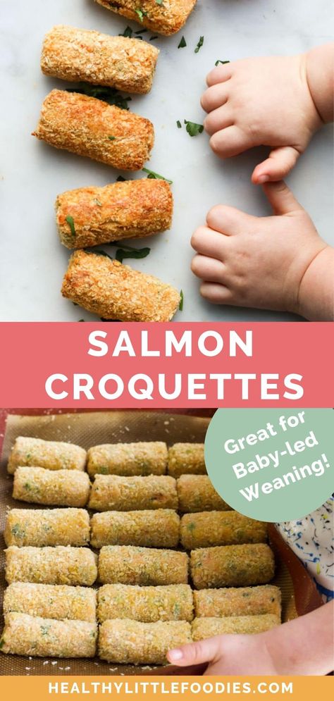 Fingerfood Baby, Food For Babies, Salmon Croquettes, Food Post, Salmon Potato, Fresh Salmon, Baby Led Weaning Recipes, Weaning Recipes, Baby Finger Foods