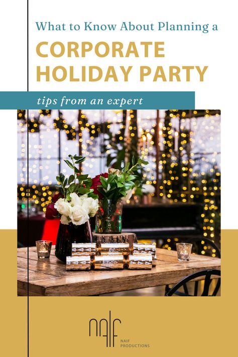 What to Know When Planning a Corporate Holiday Party Corporate Party Ideas, Corporate Holiday Party Themes, Corporate Christmas Parties, Christmas Party Ideas, Corporate Holiday Party, Holiday Party Themes, Corporate Event Planner, Holiday Tips, Corporate Event Planning