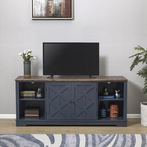 Longshore Tides Clem TV Stand for TVs up to 78" | Wayfair Rustic Tv Stand, Farmhouse Tv Stand, Wayfair Furniture, Living Room Tv Stand, Tv Stands And Entertainment Centers, Beachcrest Home, Living Room Tv, Tv Stands, Tv Room