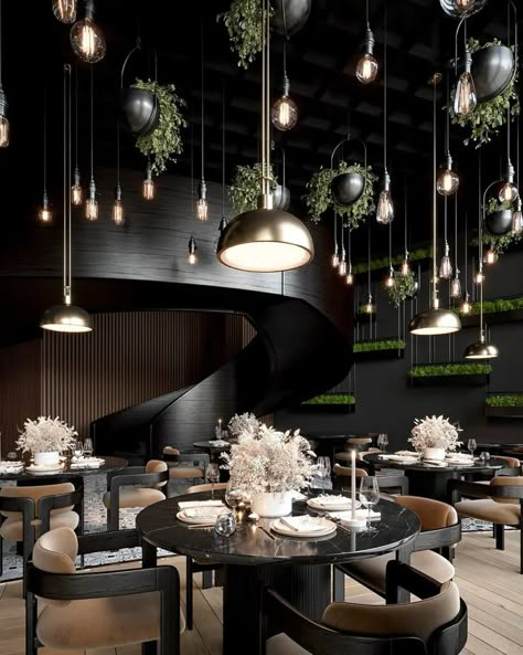 Restaurant Interior Design Modern, Luxury Restaurant Interior, Restaurant Design Inspiration, Modern Restaurant Design, Elegant Restaurants, Small House Elevation, Small House Elevation Design, Luxury Restaurant, Patio Style