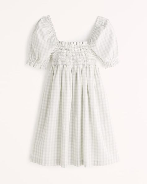 Women's Smocked Babydoll Mini Dress | Women's Dresses & Jumpsuits | Abercrombie.com | Abercrombie & Fitch (US) French Girl Chic, Babydoll Mini Dress, Swimsuit Dress, Green Pattern, French Girl, Dress Romper, Spring Dresses, Guest Dresses, American Apparel