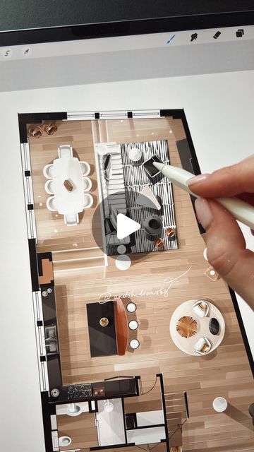 Anna Katkova on Instagram: "Drawing floor plans on your iPad, perfect for beginners ✅ Comment “iPad drawing” to get access to my step-by-step sketching masterclass, where you’ll develop and sketch an entire interior collage with my guidance ✏️  → „iPad drawing“" Floor Plan Procreate, Procreate Floor Plan, Drawing Floor Plans, Interior Collage, Step By Step Sketches, Rendered Floor Plan, Ipad Drawing, Drawing Interior, Interior Design Sketch