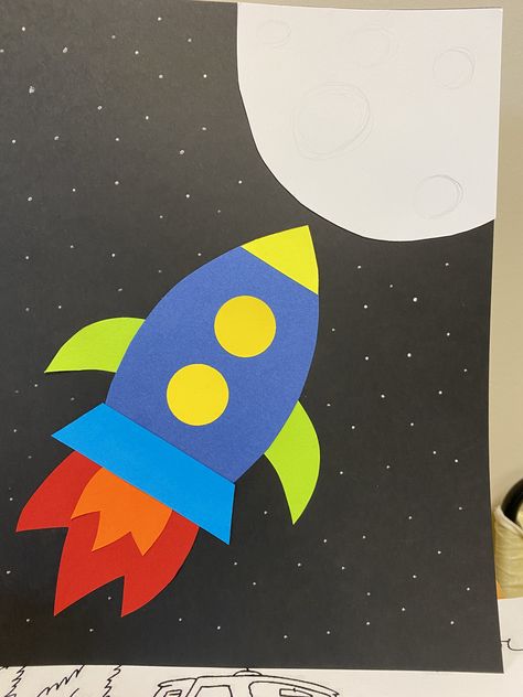 Rocket Drawing For Kids, Spaceship Craft, Rocket Drawing, Rocket Craft, Space Crafts For Kids, Solar System Crafts, Drawing Lessons For Kids, Canvas Art Projects, Hand Crafts For Kids