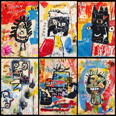 Art Room Britt: Basquiat Self Portraits with Free Association Elements Painting Lesson Plans, Famous Pop Art, Portraits Pop Art, Classe D'art, Self Portrait Art, Basquiat Art, Painting Lesson, 5th Grade Art, Self Portraits