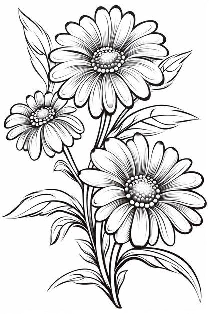 Beautiful Flowers Drawing Design, Flower Drawing With Color, Beautiful Flowers Drawing, Flower Drawing Color, Wild Flowers Drawing, Flower Drawings With Color, Drawing A Flower, Coloring Pages Flowers, Coloring Book Flowers