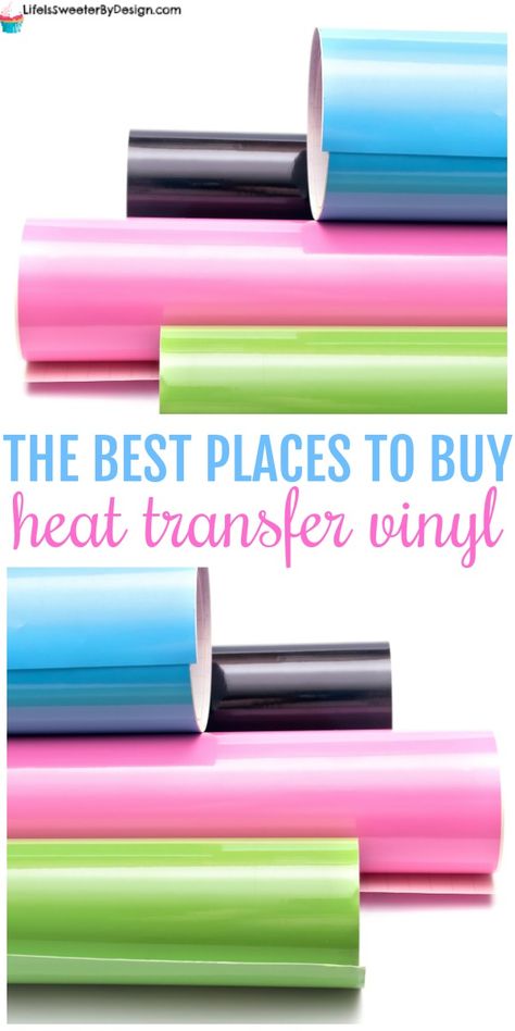 Find out the best places to buy heat transfer vinyl HTV and start creating amazing vinyl projects. There are more places to buy HTV than you think! These all work great with the Cricut Easy Press too. #HTV #vinyl #crafting #cricut #cricuteasypress Cricut Products, Heat Press Projects, Cricut Heat Transfer Vinyl, Diy Vinyl Projects, Cricut Easy Press, Cricut Supplies, Idee Cricut, Creative Creations, Crafts For Teens To Make