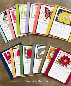 Handmade Desk Calendar, Easel Calendar, Calendar Examples, Calendar Cards, Cd Holder, Calendar Stamps, Mary Fish, Calendar Craft, Stampin Pretty